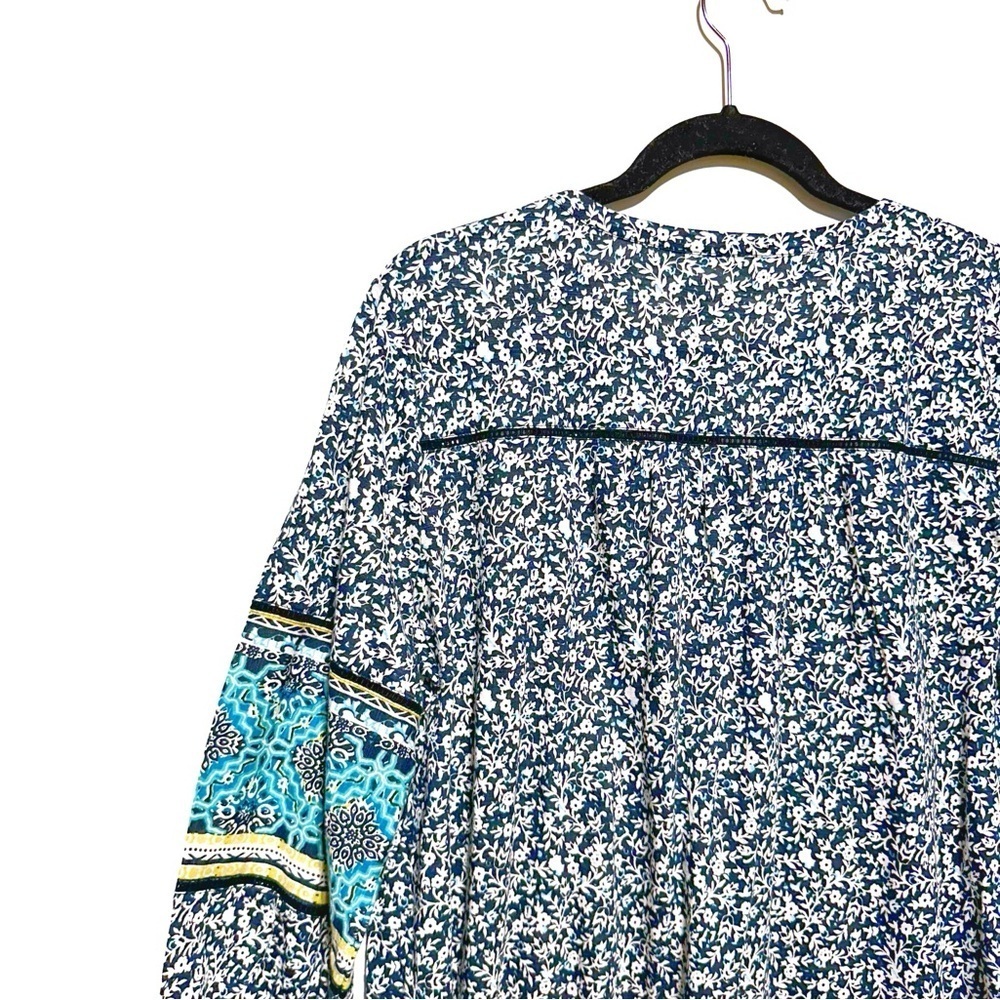 J. Jill Cotton Blend Floral Print Boho Tunic Top In Petite Large Multicolored - Picture 7 of 10